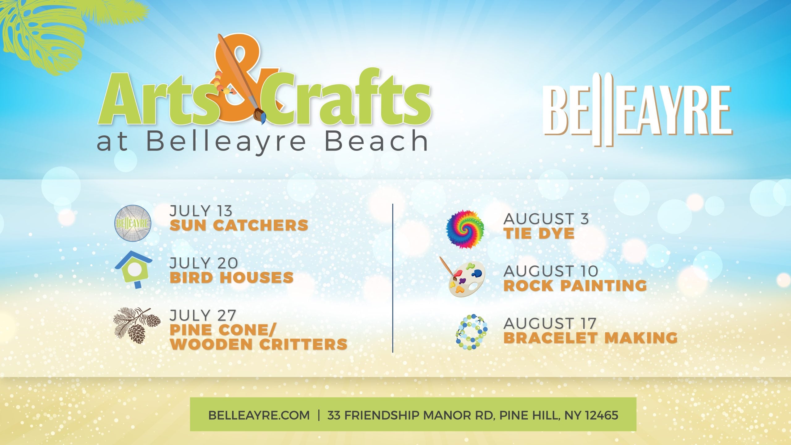 Arts & Crafts at the Belleayre Beach - July 13 - August 17