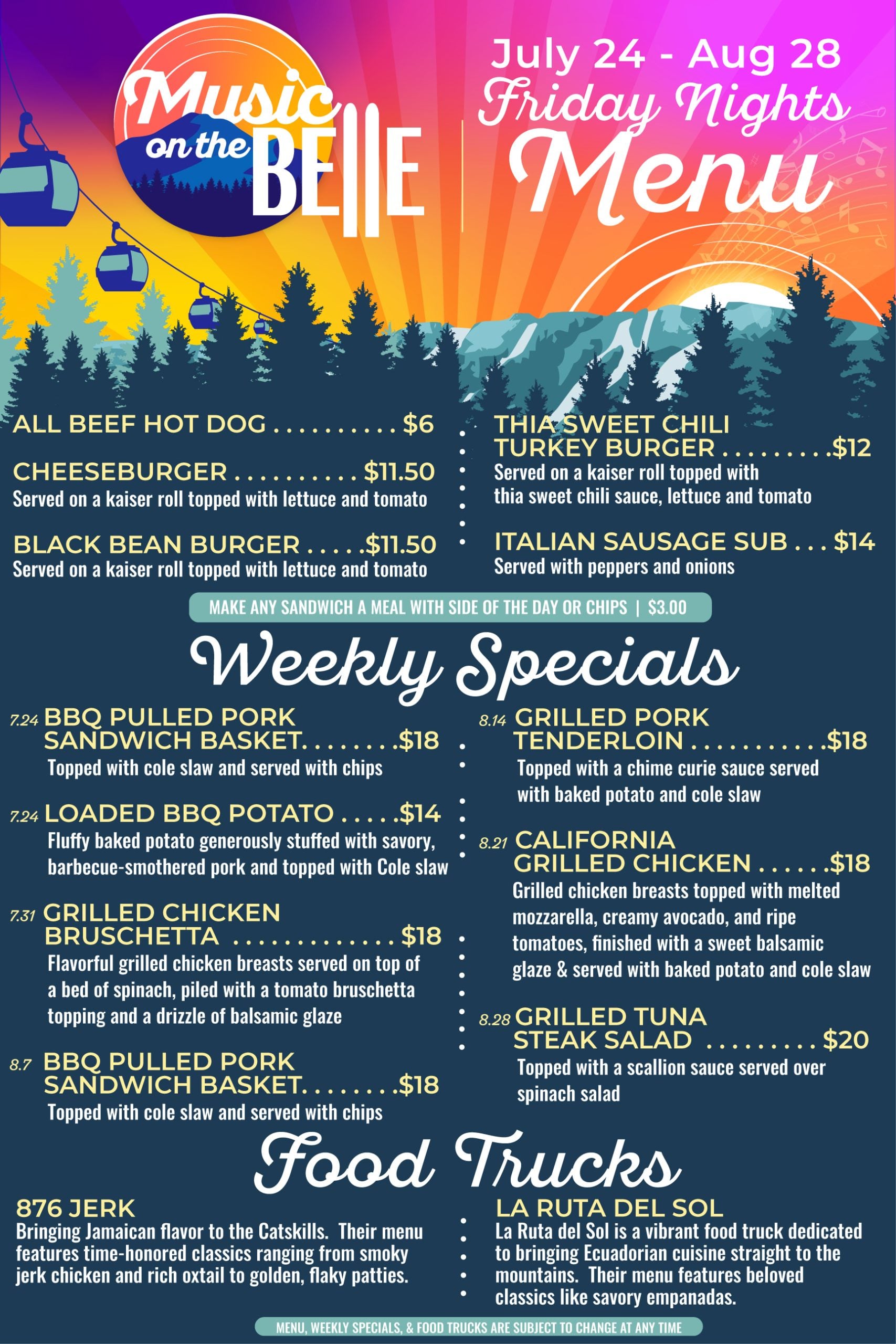 Music on the Belle Menu