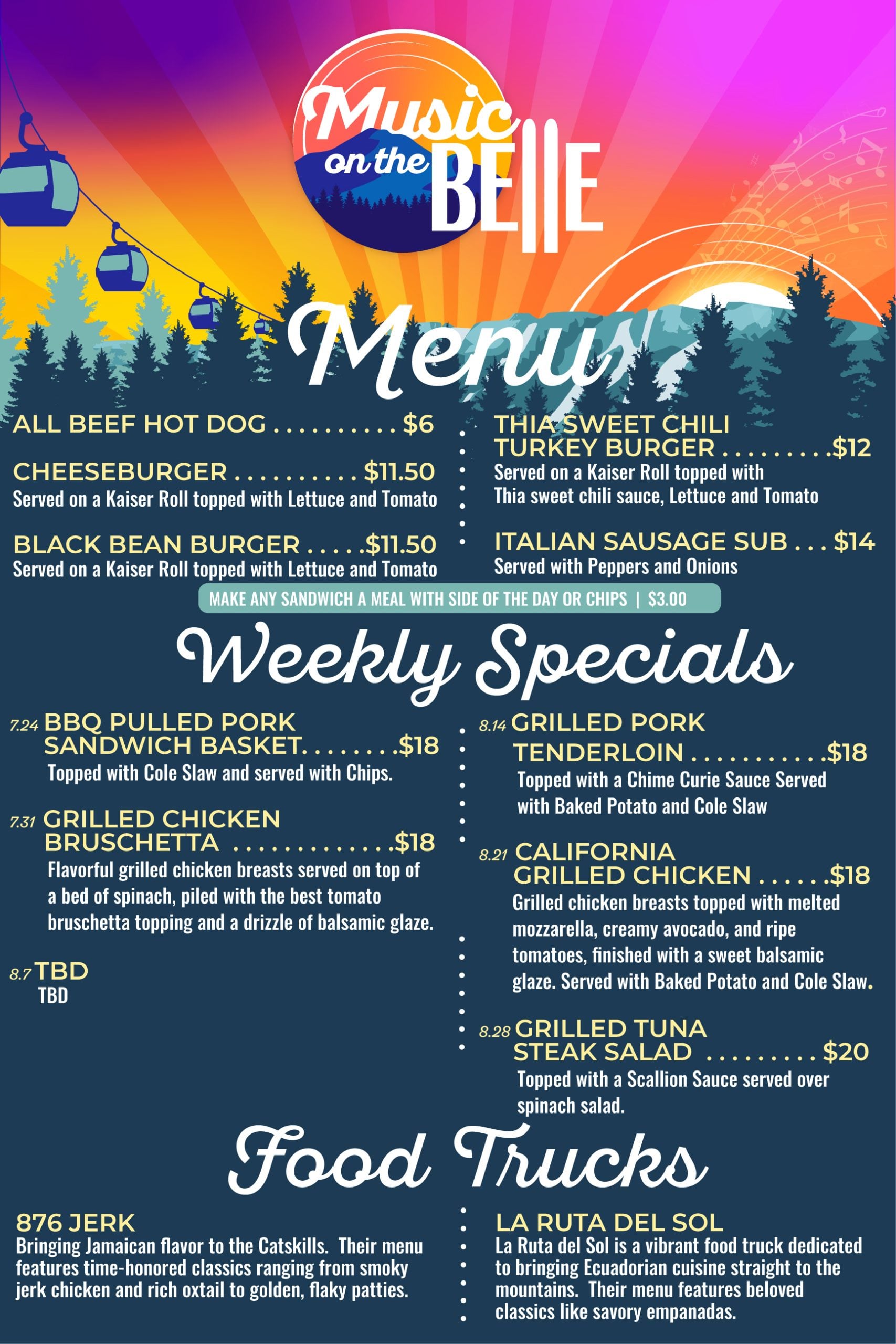 Music on the Belle Menu